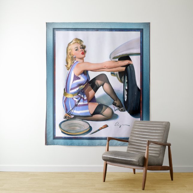 Quick Change by Gil Elvgren Tapestry (In Situ)