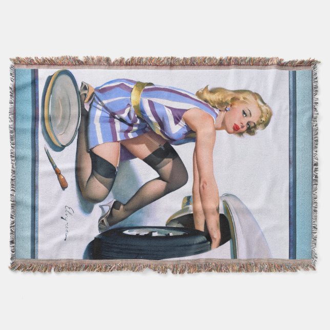 Quick Change by Gil Elvgren Throw Blanket (Front)