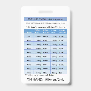 QUICK DOSING RE: FENTANYL FOR RSI SEDATION & PAIN  ID BADGE