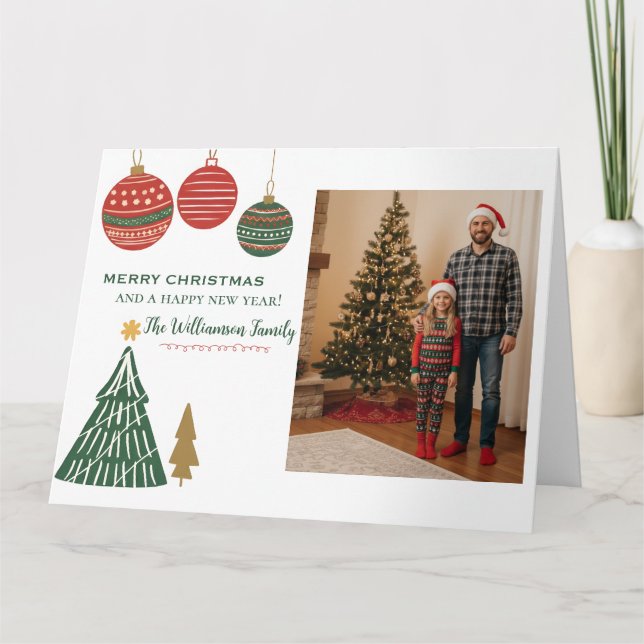 Quick Send PreWrite Modern Graphic Christmas Photo Card (Front)