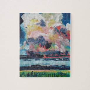 Quick Showers 2 Painting / Artist Larry Lerew Jigsaw Puzzle