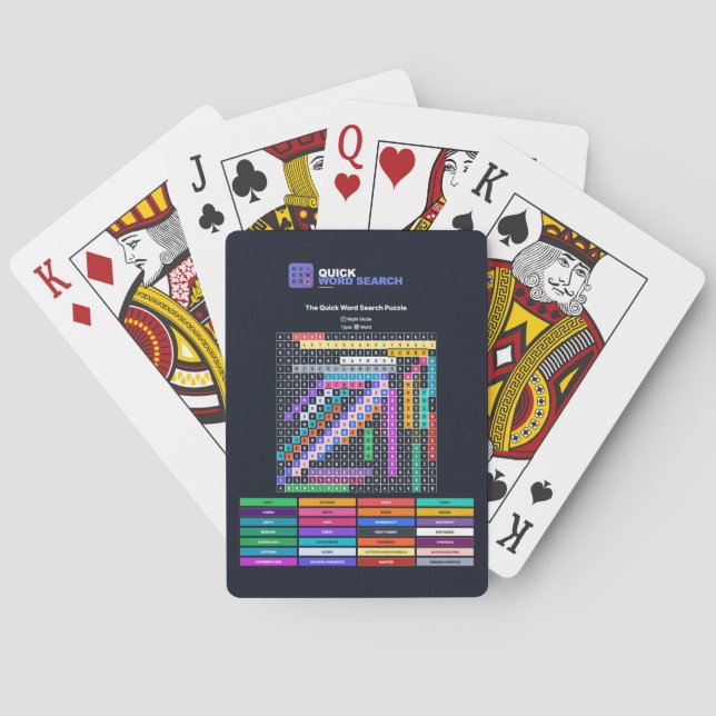 Quick Word Search Puzzle Playing Cards Night Mode (Back)