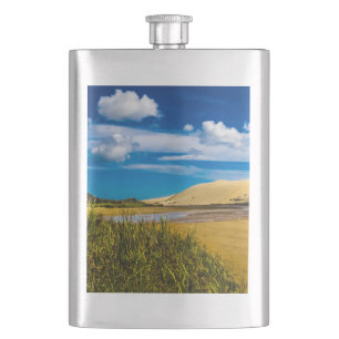 Quicksand stream near 90-Mile Beach, New Zealand Hip Flask