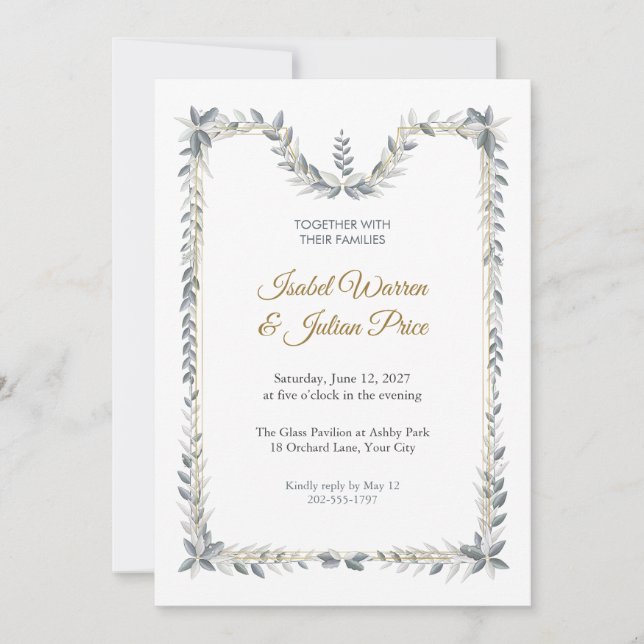 Quicksilver Demilune Wedding Invitation (Front)