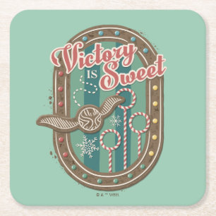 QUIDDITCH™ Victory is Sweet Holiday Cookie Graphic Square Paper Coaster