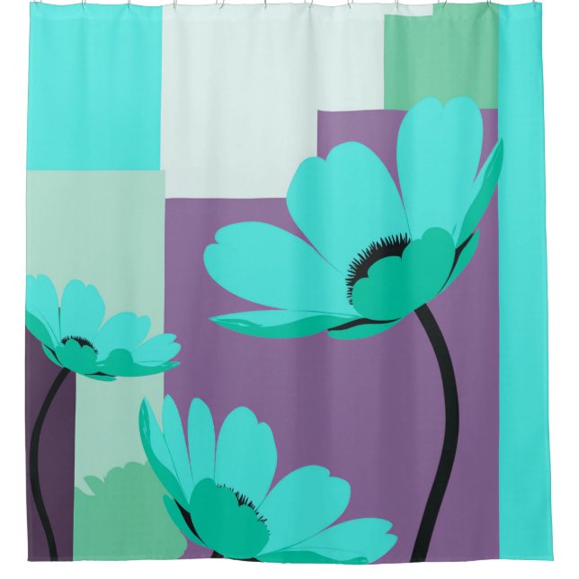 Quiet Abstract Floral Rhythm Shower Curtain (Front)
