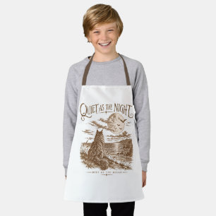 Quiet as the Night Maine Coon Moon Ocean Art Apron