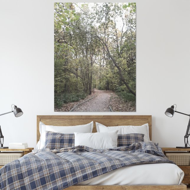 Quiet Autumn Forest Path – Scandinavian Edition Canvas Print (Insitu(Bedroom))
