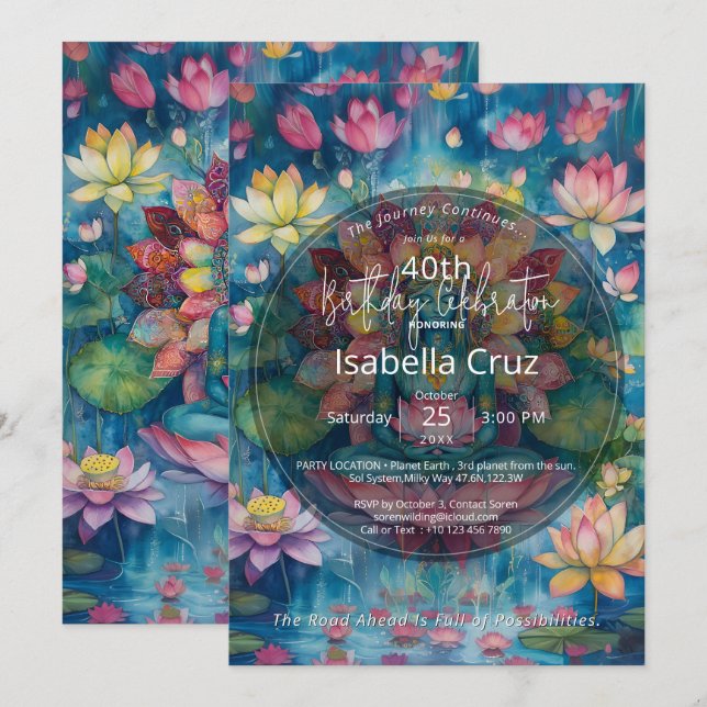 Quiet Becoming | Lotus Flower Design Invitation (Front/Back)