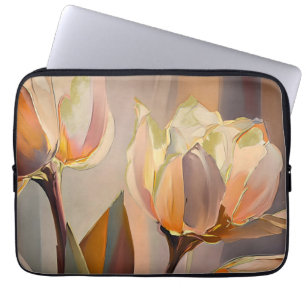 Quiet Bloom – Abstract Tulips In Soft Gold Laptop Sleeve