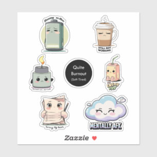 Quiet Burnout Sticker Sheet   Soft Tired Stickers