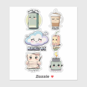 Quiet Burnout Sticker Sheet   Soft Tired Stickers 