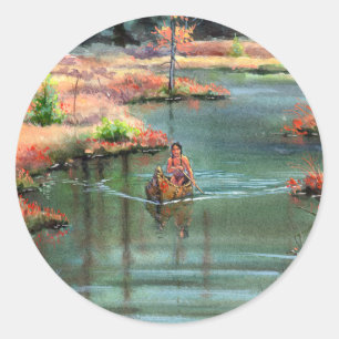QUIET CANOE by SHARON SHARPE Classic Round Sticker