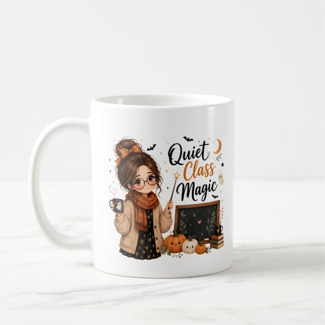 Quiet Class Magic Halloween Teacher Coffee Mug (Left)