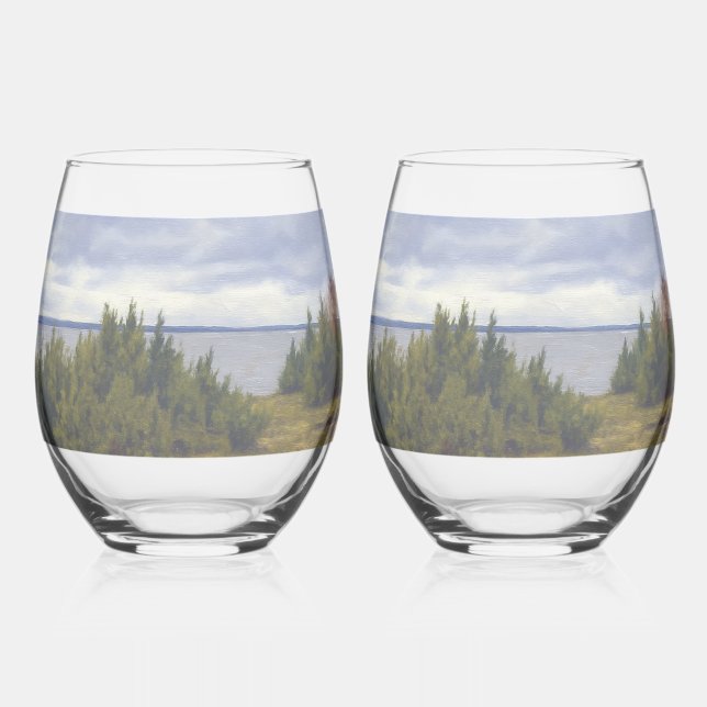 Quiet Coast of Vormsi Stemless Wine Glass (Front)