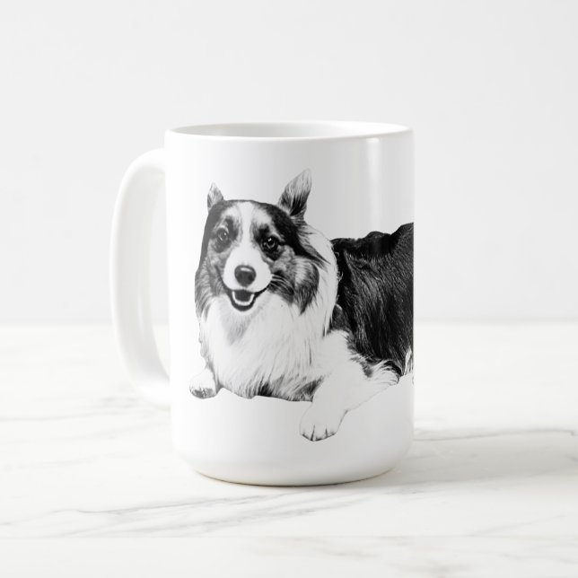 Quiet Corgi Morning Smile Coffee Mug (Front Left)