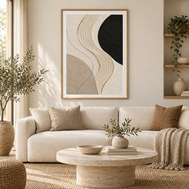 Quiet Current | Minimal Abstract Plaster Art Print (Creator Uploaded)