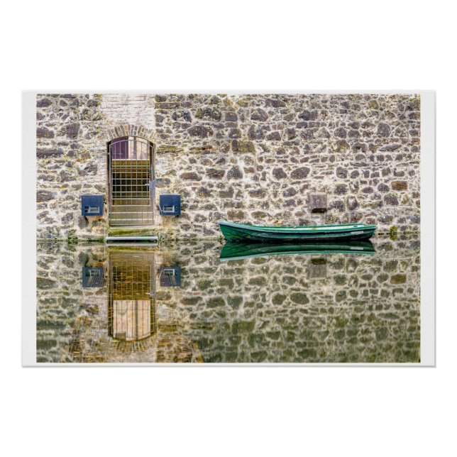 Quiet encounter - boat in front of the old wall poster (Front)