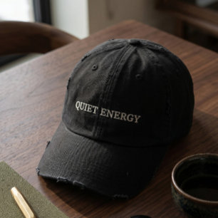 Quiet Energy Distressed Black Baseball Cap