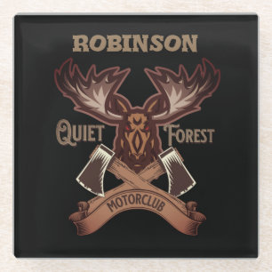 Quiet Forest Motorclub, Cool bike dad personalise Glass Coaster