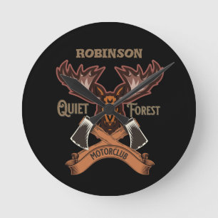 Quiet Forest Motorclub, Cool bike dad personalise Round Clock