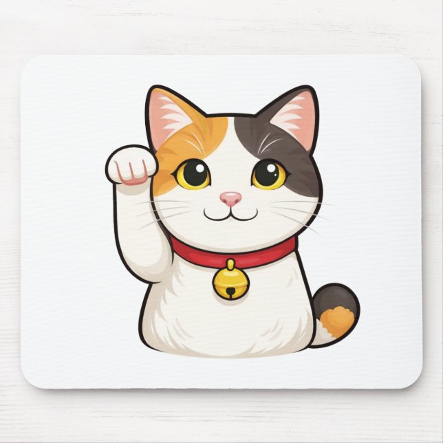 Quiet Icons – Lucky Cat Mouse Pad (Front)