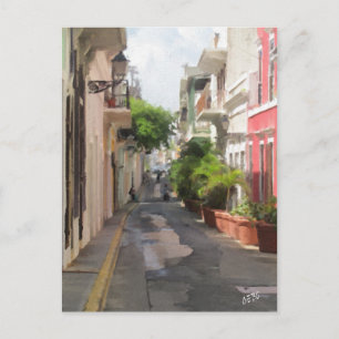 Quiet Little Street of Puerto Rico Postcard