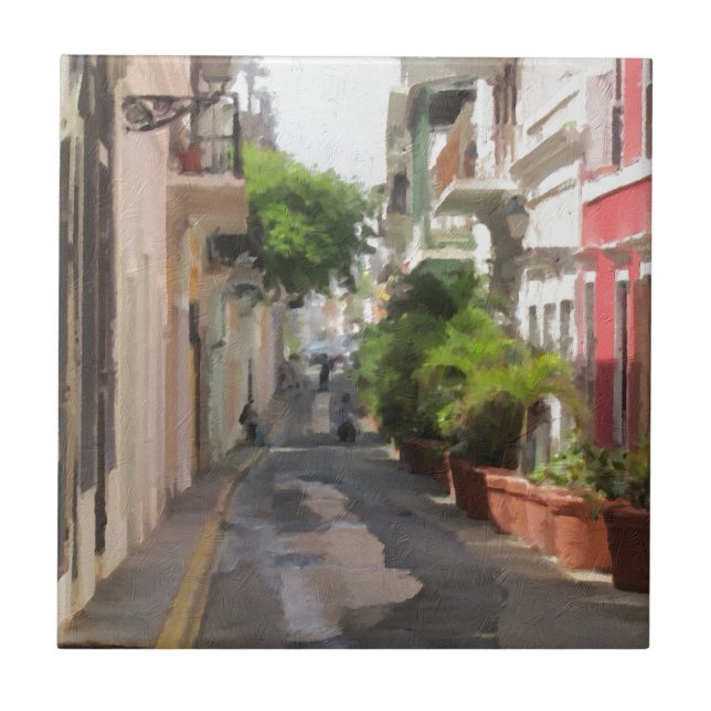 Quiet Little Street of Puerto Rico Tile (Front)