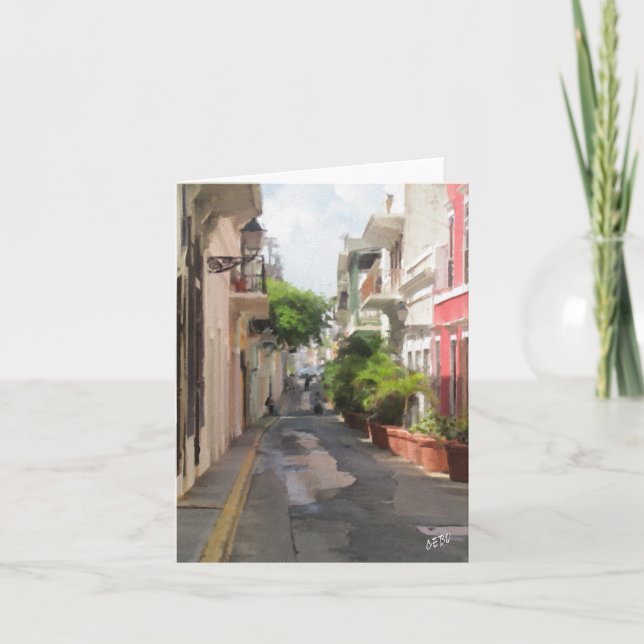 Quiet little street of San Juan, Puerto Rico Card (Front)