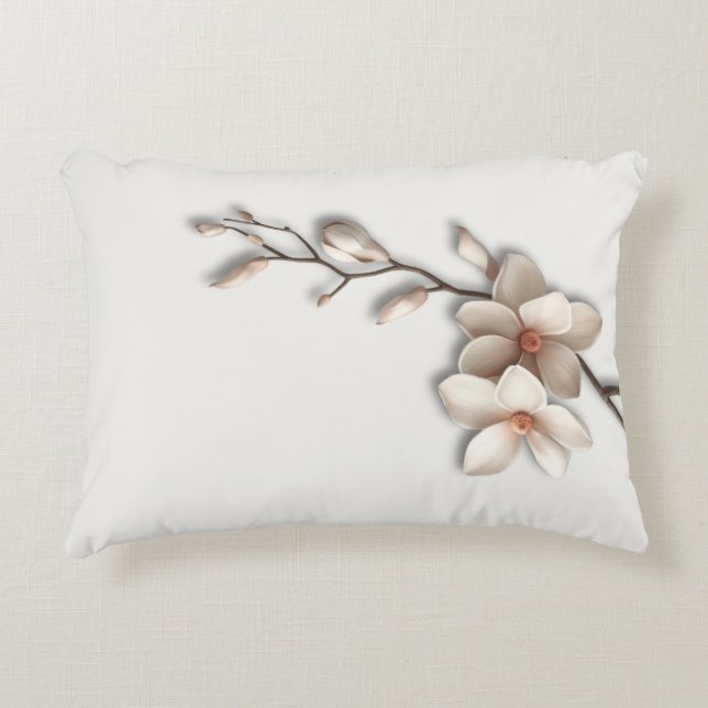 Quiet Luxury Botanical Magnolia Decorative Cushion (Front)