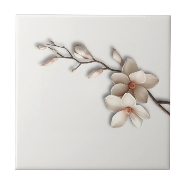 Quiet Luxury Botanical Magnolia Tile (Front)