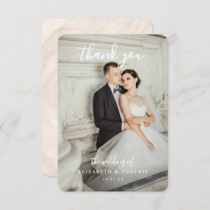 Quiet Luxury Champagne Pearl Bow Wedding Photo  Thank You Card
