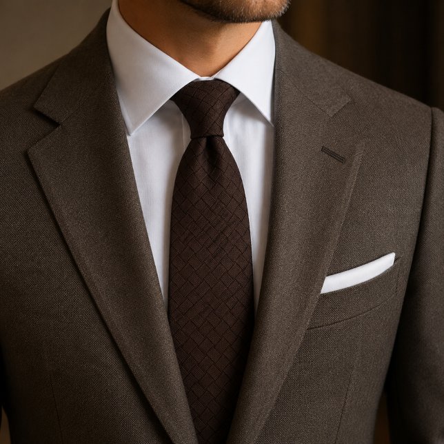 Quiet Luxury Chocolate Brown Basketweave Textured Tie (Creator Uploaded)