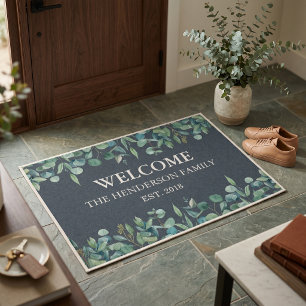 Quiet Luxury Eucalyptus Welcome Family Name  Doormat