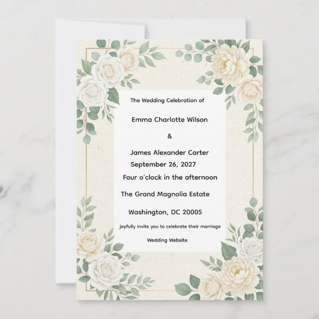Quiet Luxury Ivory & Gold Wedding Invitation  (Front)