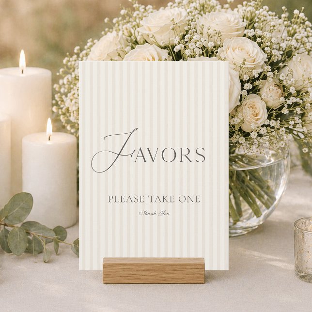 Quiet Luxury Ivory Wedding Favours Sign Invitation (Creator Uploaded)