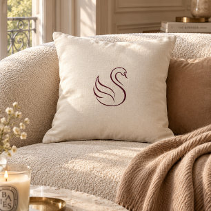 Quiet Luxury Minimalist Swan Accent Pillow   Neutr