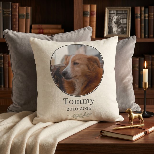 Quiet Luxury Pet Memorial Name & Date Keepsake Cushion (Quiet Luxury Pet Memorial Name & Date Keepsake Throw Pillow)