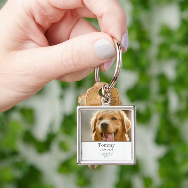Quiet Luxury Pet Memorial Name & Date Keepsake Key Ring (Hand)