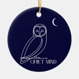 Quiet Mind Owl – Minimalist Night Wisdom Design Ceramic Tree Decoration