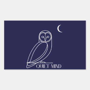 Quiet Mind Owl – Minimalist Night Wisdom Design Rectangular Sticker