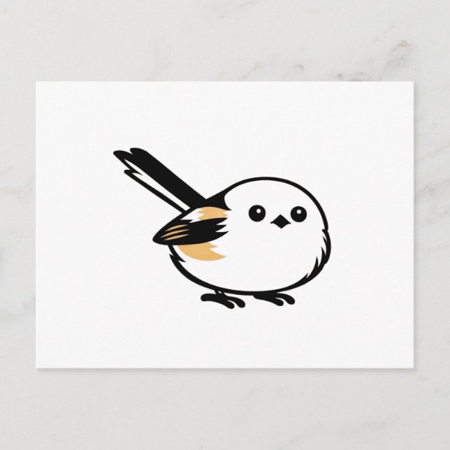 Quiet Minimal Long-Tailed Tit Illustration Postcard (Front)