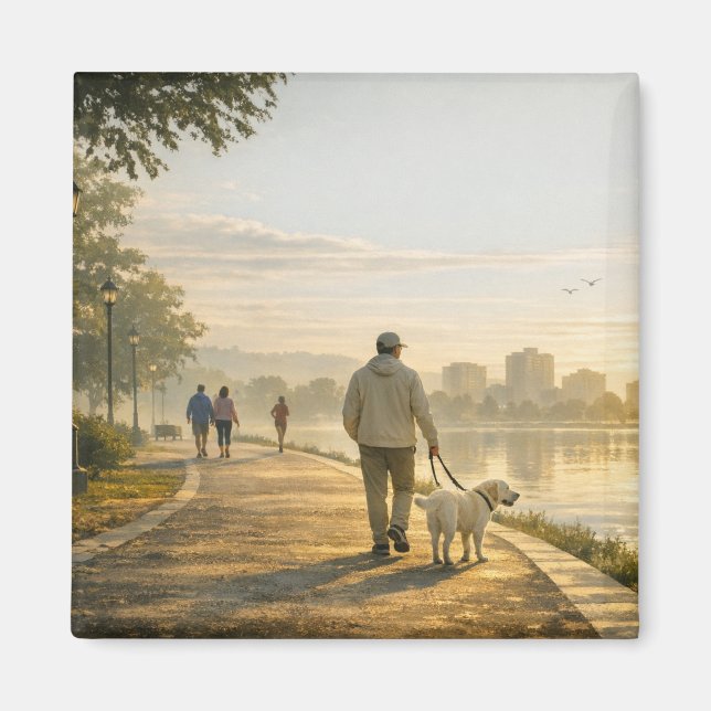 Quiet Morning Walk – 2" Square Art Magnet (Front)