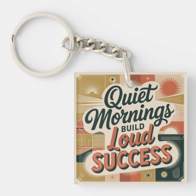 Quiet Mornings Build Loud Success Key Ring (Front)