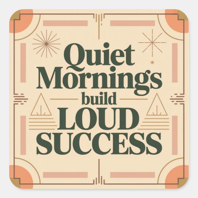 Quiet Mornings Build Loud Success Square Sticker (Front)