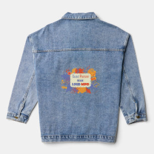 Quiet Person With Loud Mind blue yellow Denim Jacket