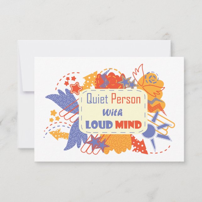 Quiet Person With Loud Mind blue yellow Invitation (Front)