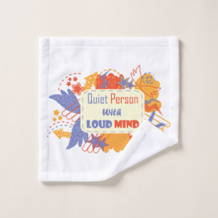 Quiet Person With Loud Mind blue yellow Wash Cloth