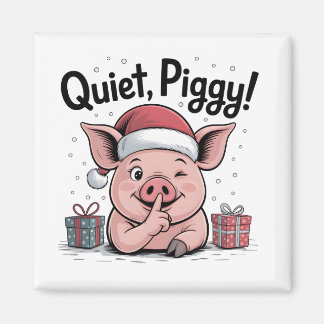 Quiet Piggy Christmas Santa hat Democratic Magnet
