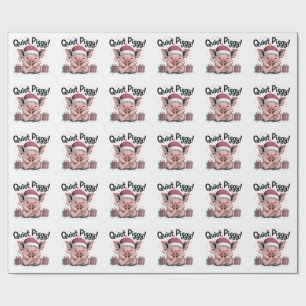 Quiet Piggy Christmas Santa hat Democratic Wrapping Paper